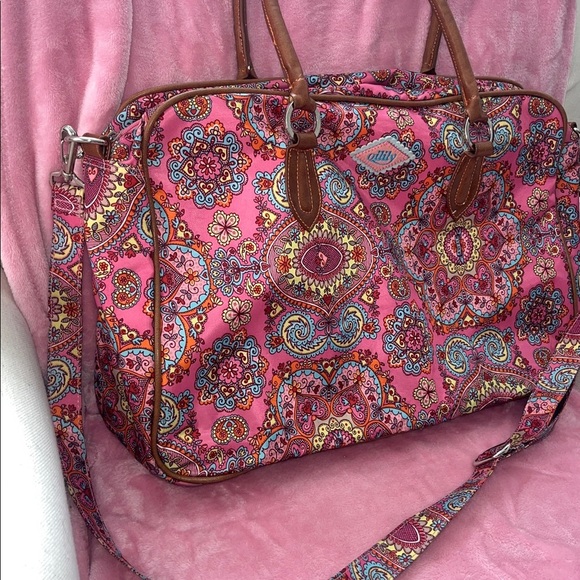 Oilily Pink and Blue Paisley Travel Tote Bag - Picture 2 of 16